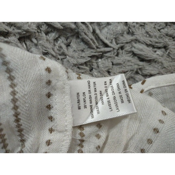 Cozy Casual Top Size M Beige And Brown Long Sleeve String Tie - Picture 9 of 10